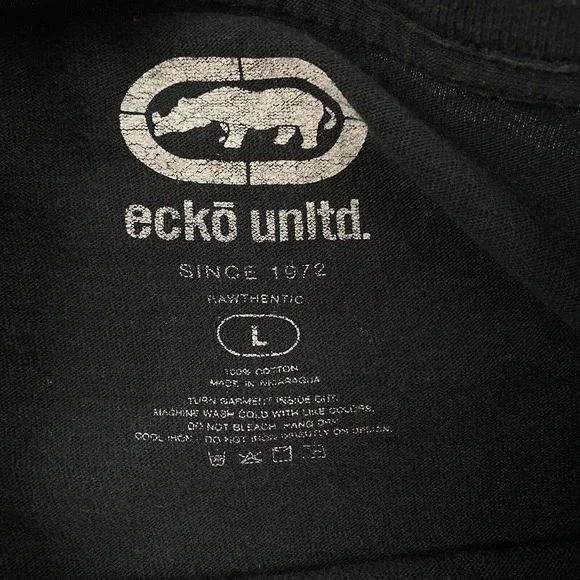 Ecko Unltd T Shirt Mens Large Rhino Puff Print Drip Y2K Streetwear Hip Hop Black - Picture 10 of 11